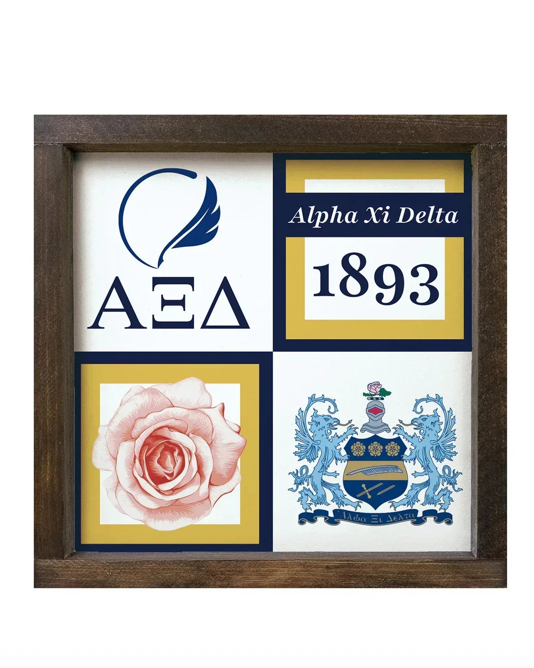Alpha Xi Delta Sign Classic Colorblock - 12"x12" | AXiD Gift Shop