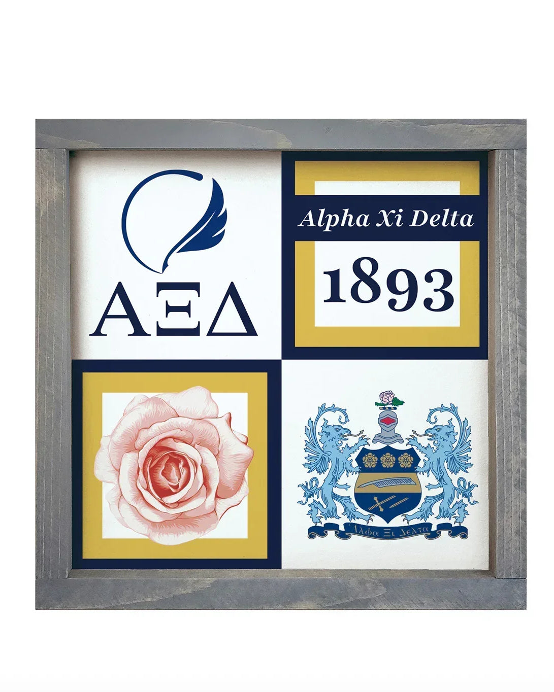 Alpha Xi Delta Sign Classic Colorblock - 12"x12" | AXiD Gift Shop