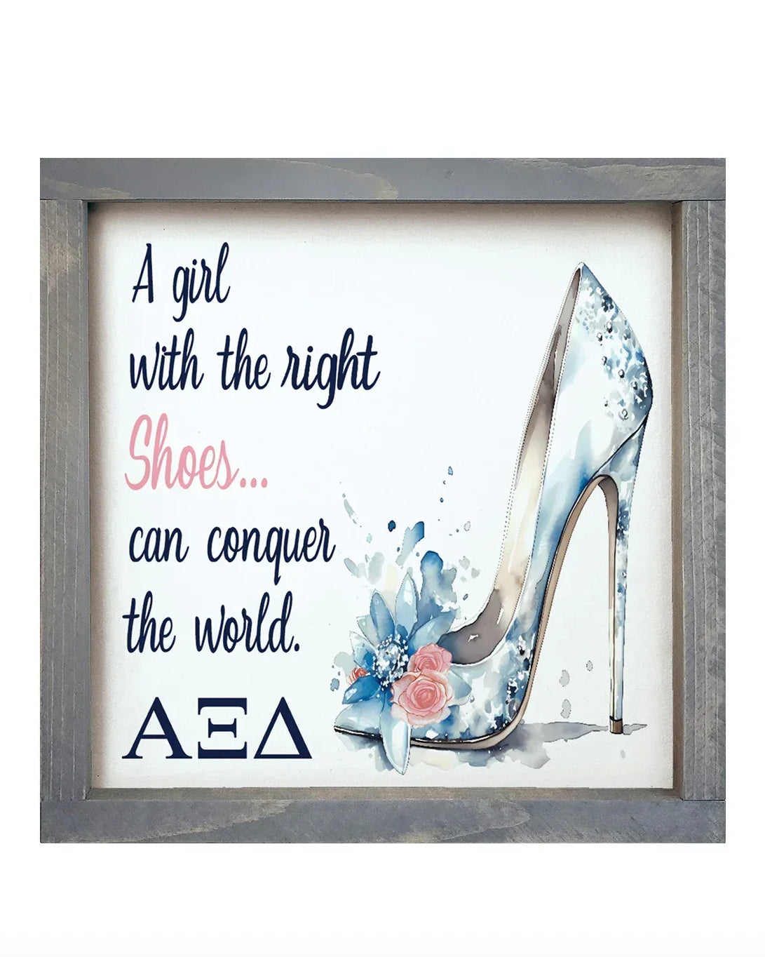 Alpha Xi Delta 12x12 Wood Framed Sign - The Right Shoes