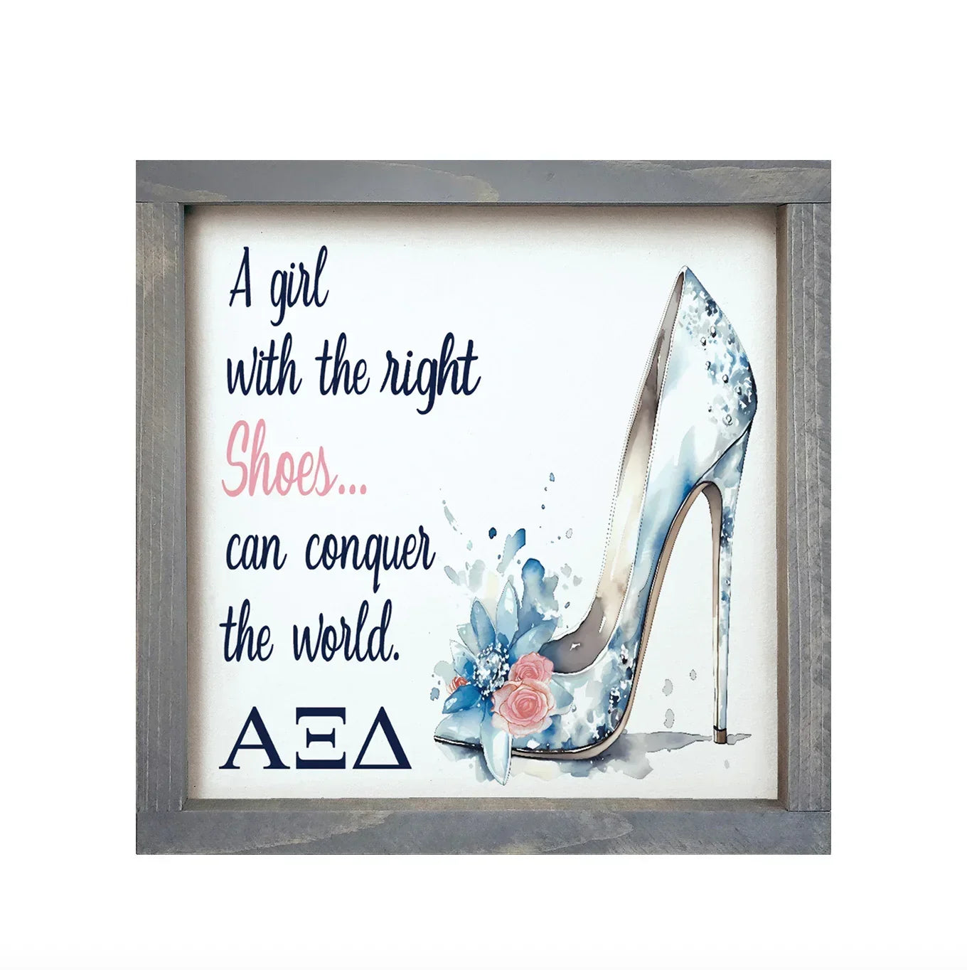 Alpha Xi Delta 12x12 Wood Framed Sign - The Right Shoes