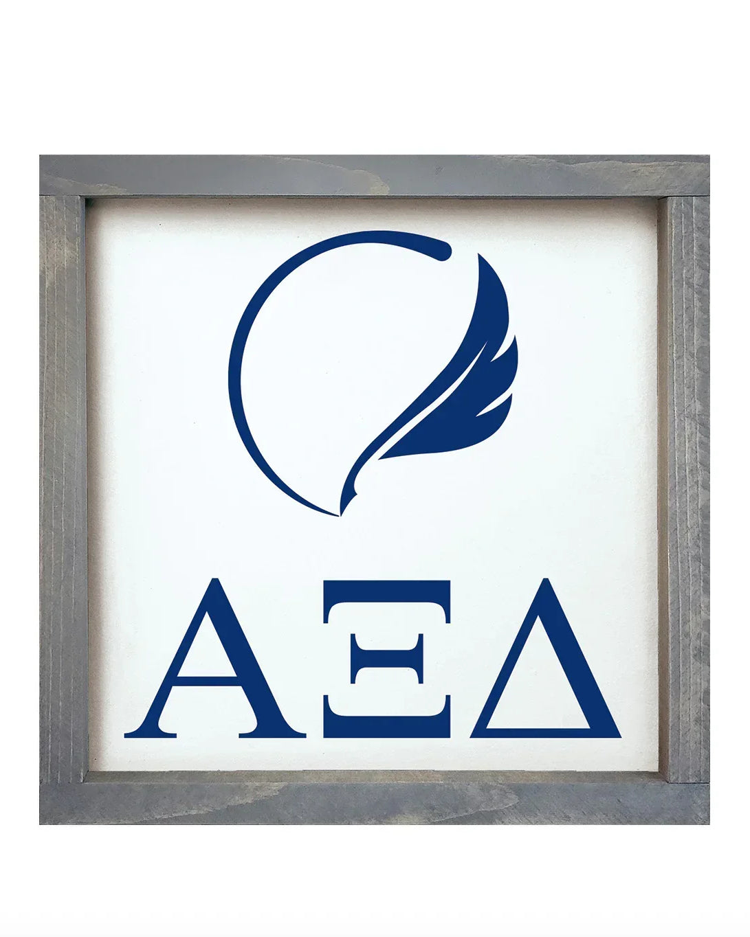 Alpha Xi Delta Blue Quill Framed Sign 12"x12" | AXiD Big Little Gifts