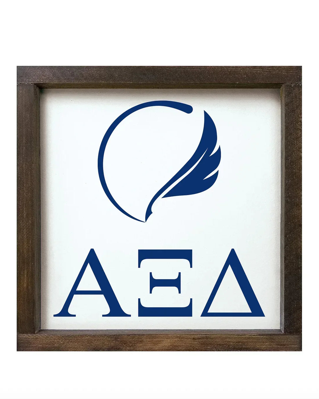Alpha Xi Delta Blue Quill Framed Sign 12"x12" | AXiD Big Little Gifts