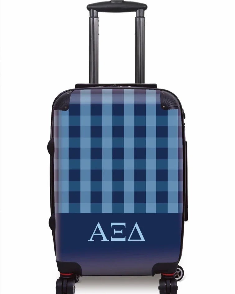 Alpha Xi Delta Carry-on Suitcase - Gingham Blue Suitcases