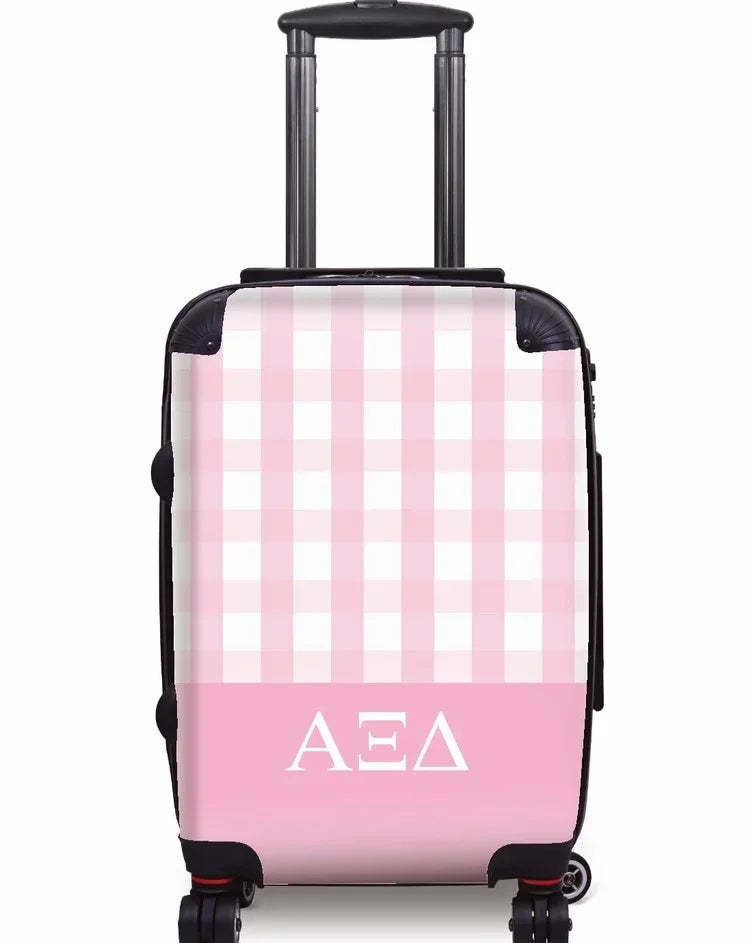 Alpha Xi Delta Carry-on Suitcase - Gingham Pink Suitcases