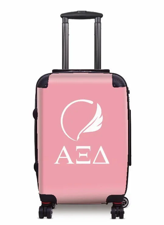 Alpha Xi Delta Carry-on Suitcase Greek Letters Quill Pink
