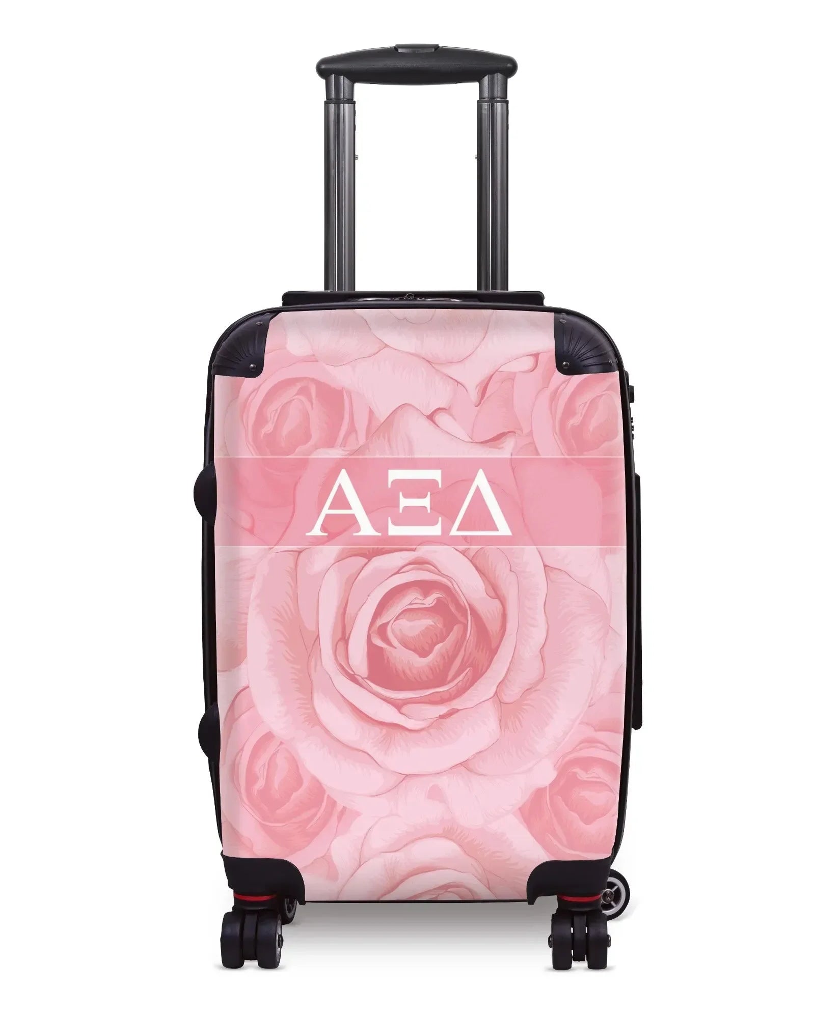 Alpha Xi Delta Carry-on Suitcase - Pink Rose Pattern Light Pink Suitcases