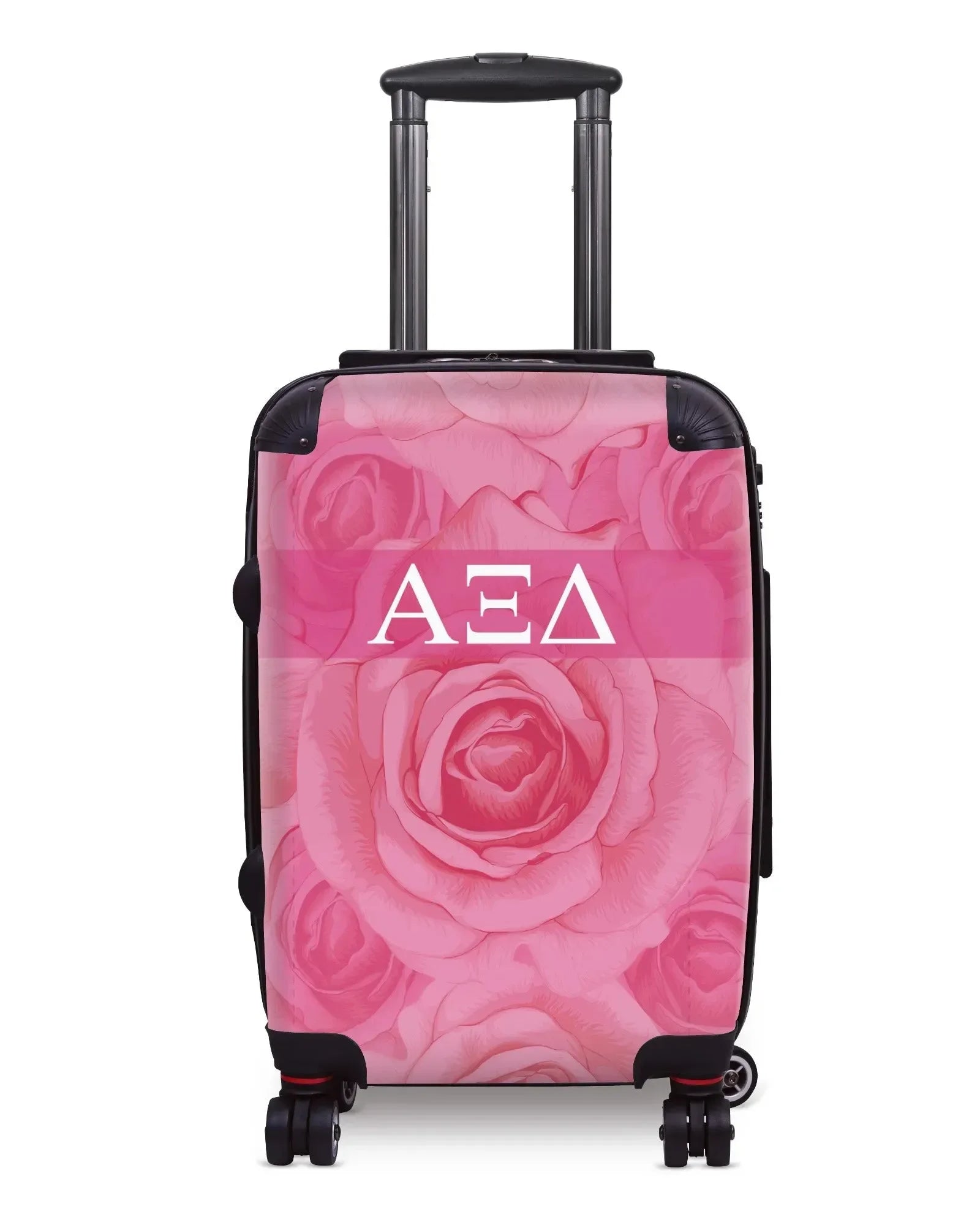 Alpha Xi Delta Carry-on Suitcase - Pink Rose Pattern Dark Pink Suitcases