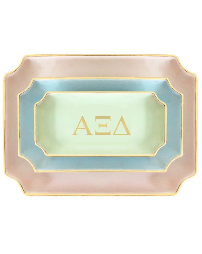 Alpha Xi Delta Gold Monogram Decorative Tray | AXiD Big Little Gifts