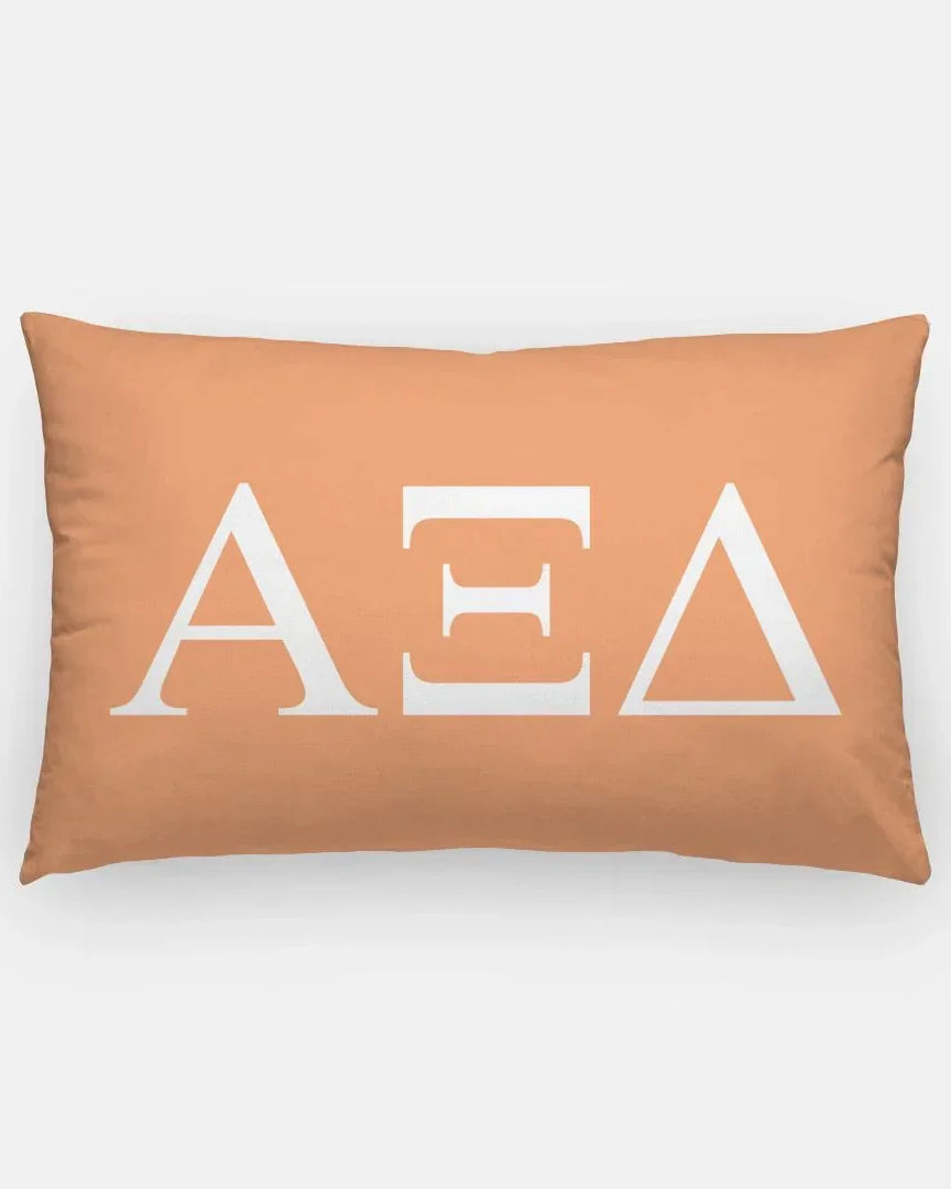 Alpha Xi Delta Lumbar Throw Pillow Greek Letters Coral White