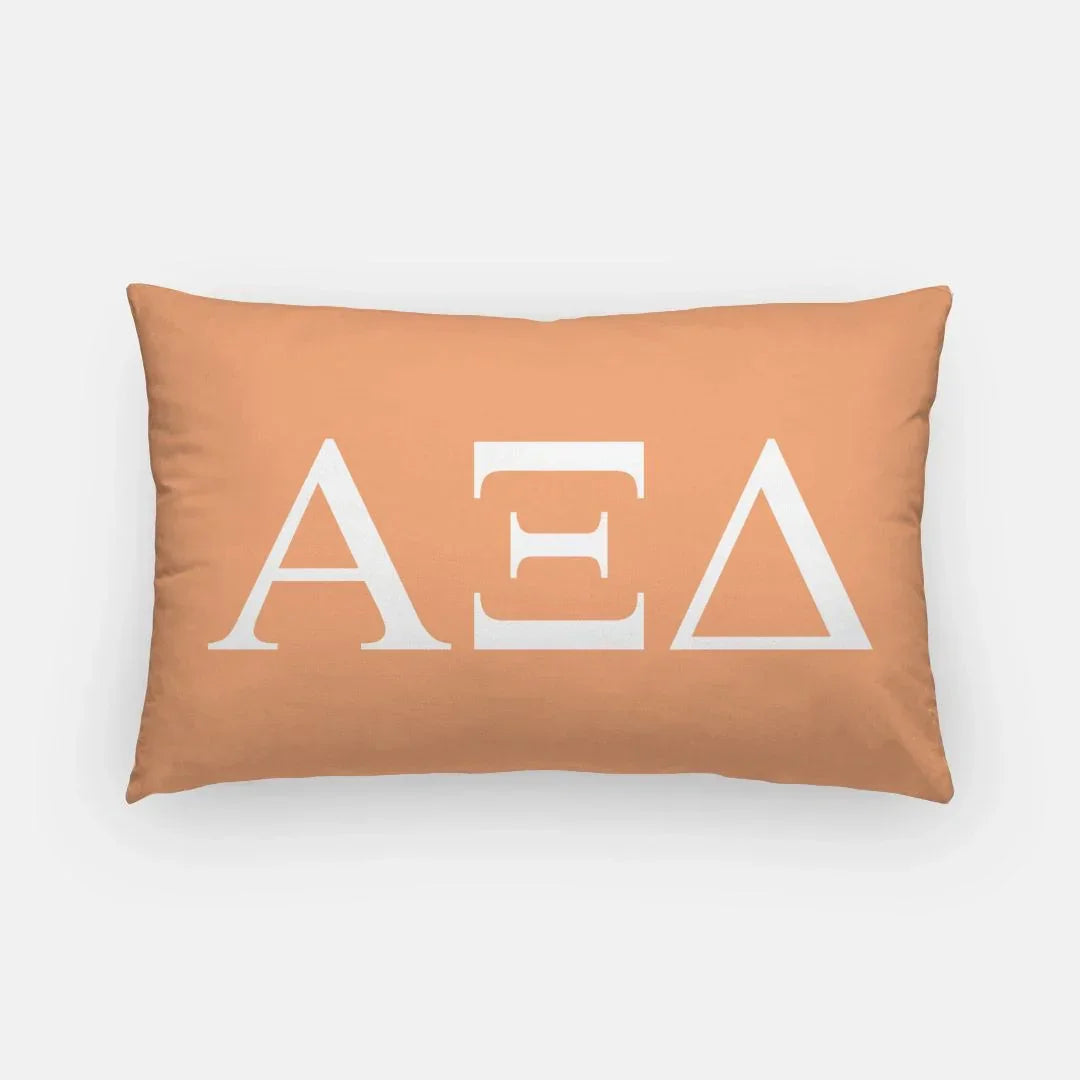 Alpha Xi Delta Lumbar Throw Pillow Greek Letters Coral White