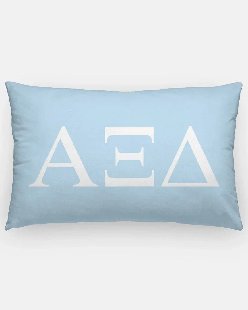 Alpha Xi Delta Lumbar Throw Pillow Greek Letters Light Blue