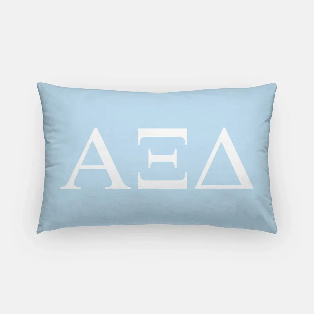 Alpha Xi Delta Lumbar Throw Pillow Greek Letters Light Blue