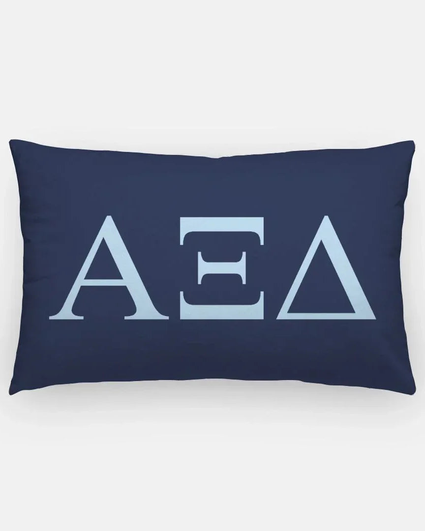 Alpha Xi Delta Lumbar Throw Pillow Greek Letters Navy Light Blue