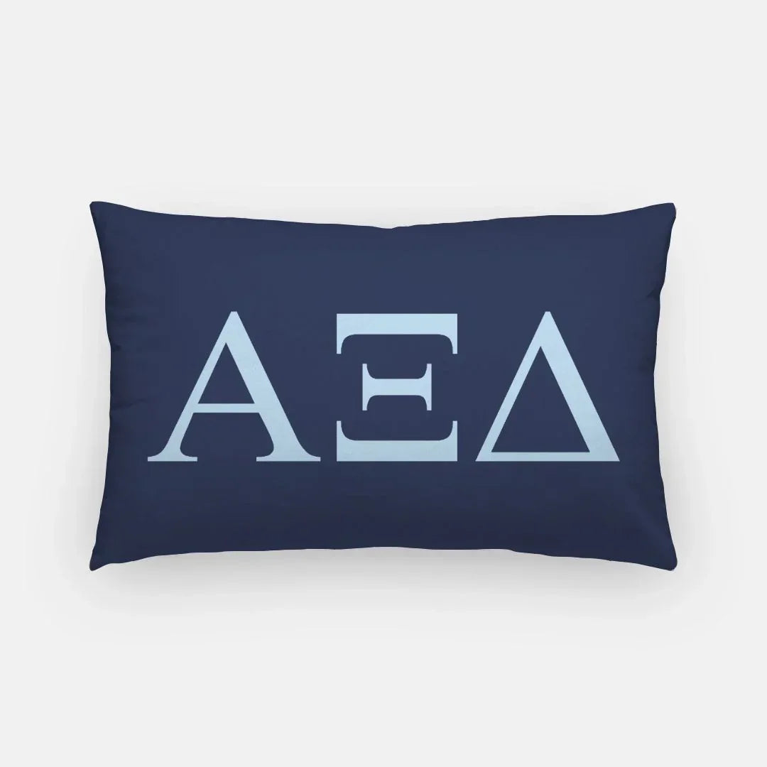 Alpha Xi Delta Lumbar Throw Pillow Greek Letters Navy Light Blue