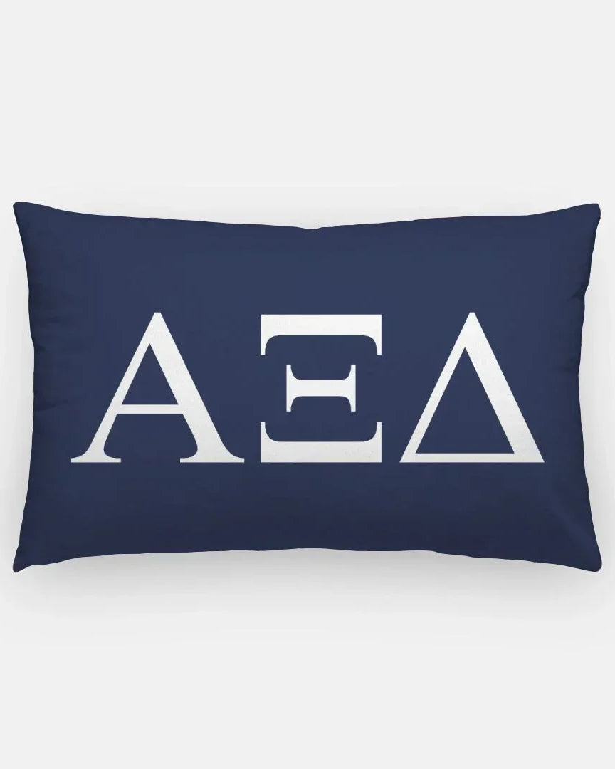 Alpha Xi Delta Lumbar Throw Pillow Greek Letters Navy White
