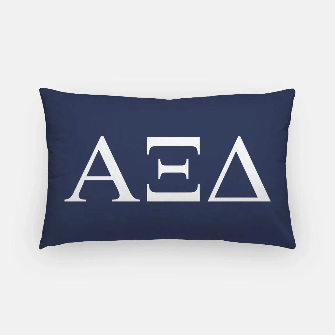 Alpha Xi Delta Lumbar Throw Pillow Greek Letters Navy White