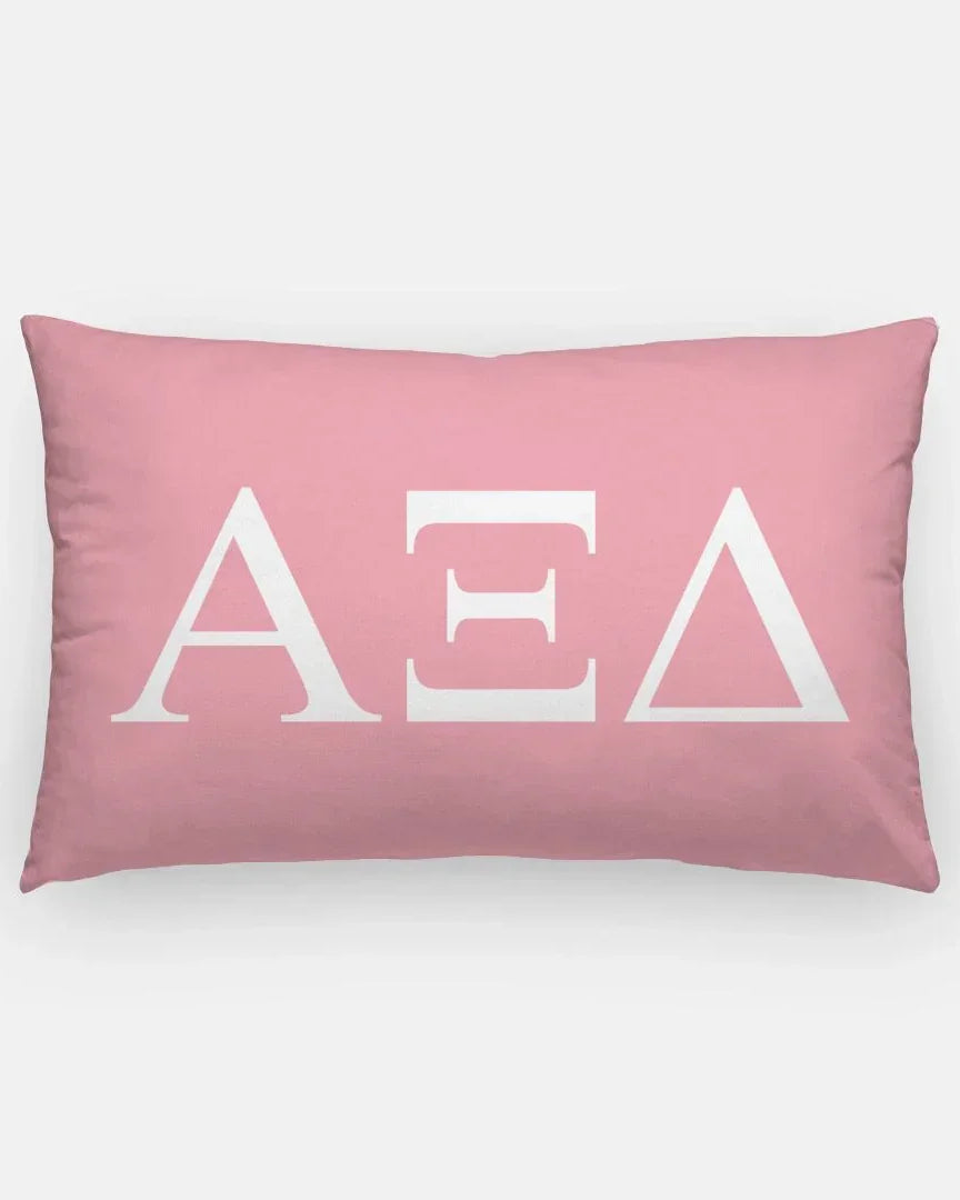 Alpha Xi Delta Lumbar Throw Pillow Greek Letters Pink White
