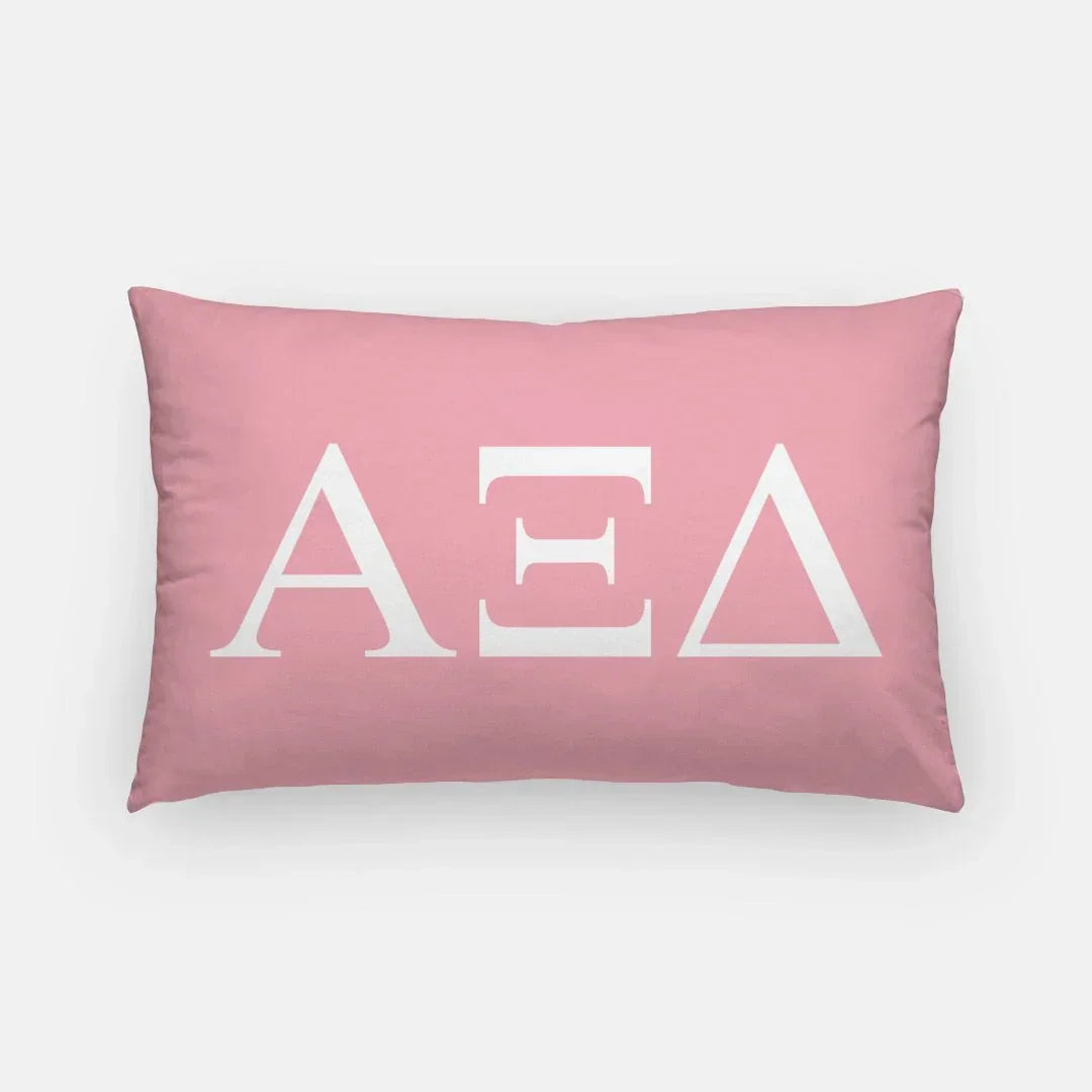 Alpha Xi Delta Lumbar Throw Pillow Greek Letters Pink White