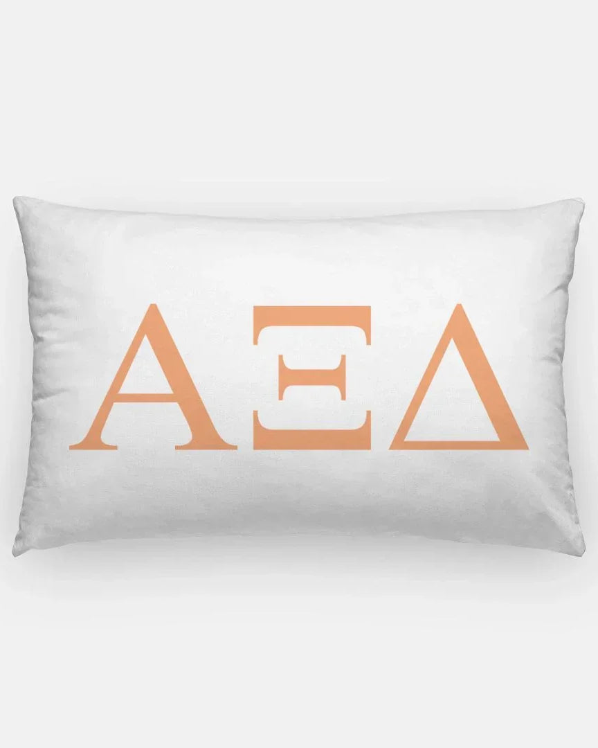 Alpha Xi Delta Lumbar Throw Pillow Greek Letters White Coral