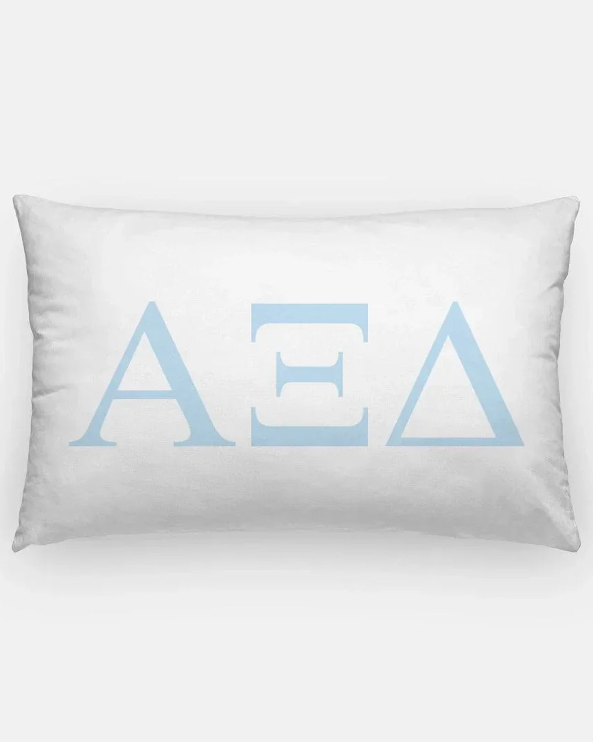 Alpha Xi Delta Lumbar Throw Pillow Greek Letters White Ligh Blue