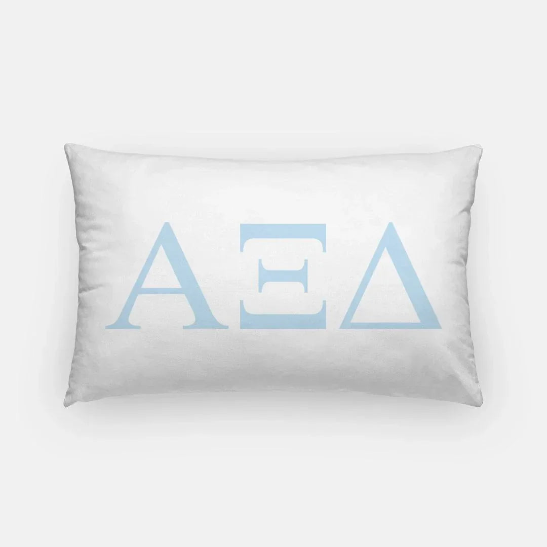 Alpha Xi Delta Lumbar Throw Pillow Greek Letters White Ligh Blue