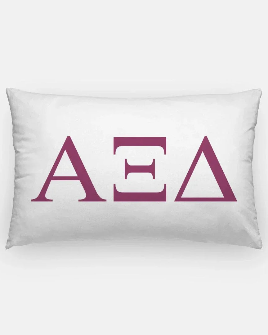 Alpha Xi Delta Lumbar Throw Pillow Greek Letters White Magenta