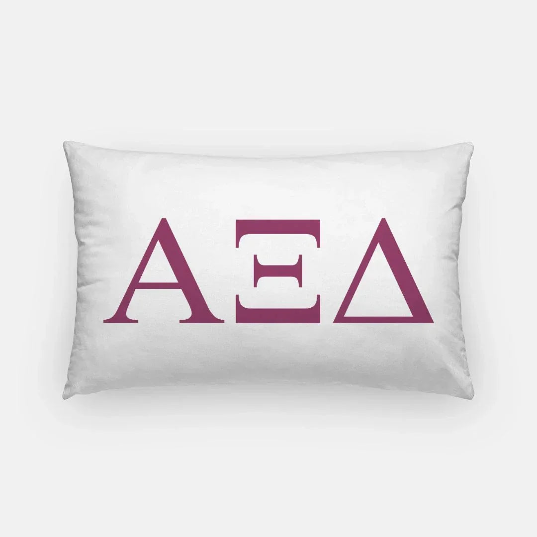 Alpha Xi Delta Lumbar Throw Pillow Greek Letters White Magenta