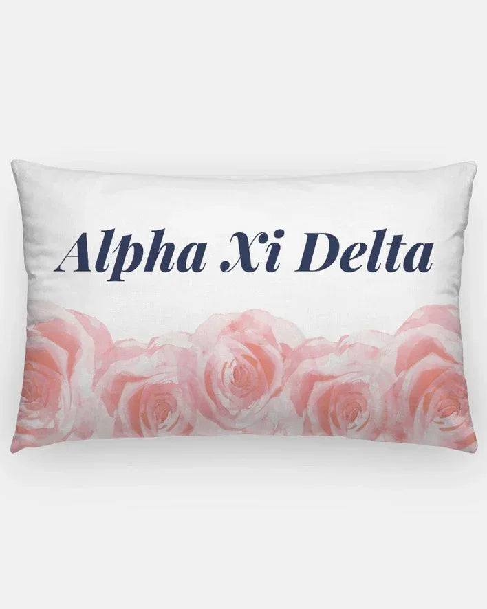 Alpha Xi Delta Pink Rose Throw Lumbar Pillow Cover | AXiD Gift Shop