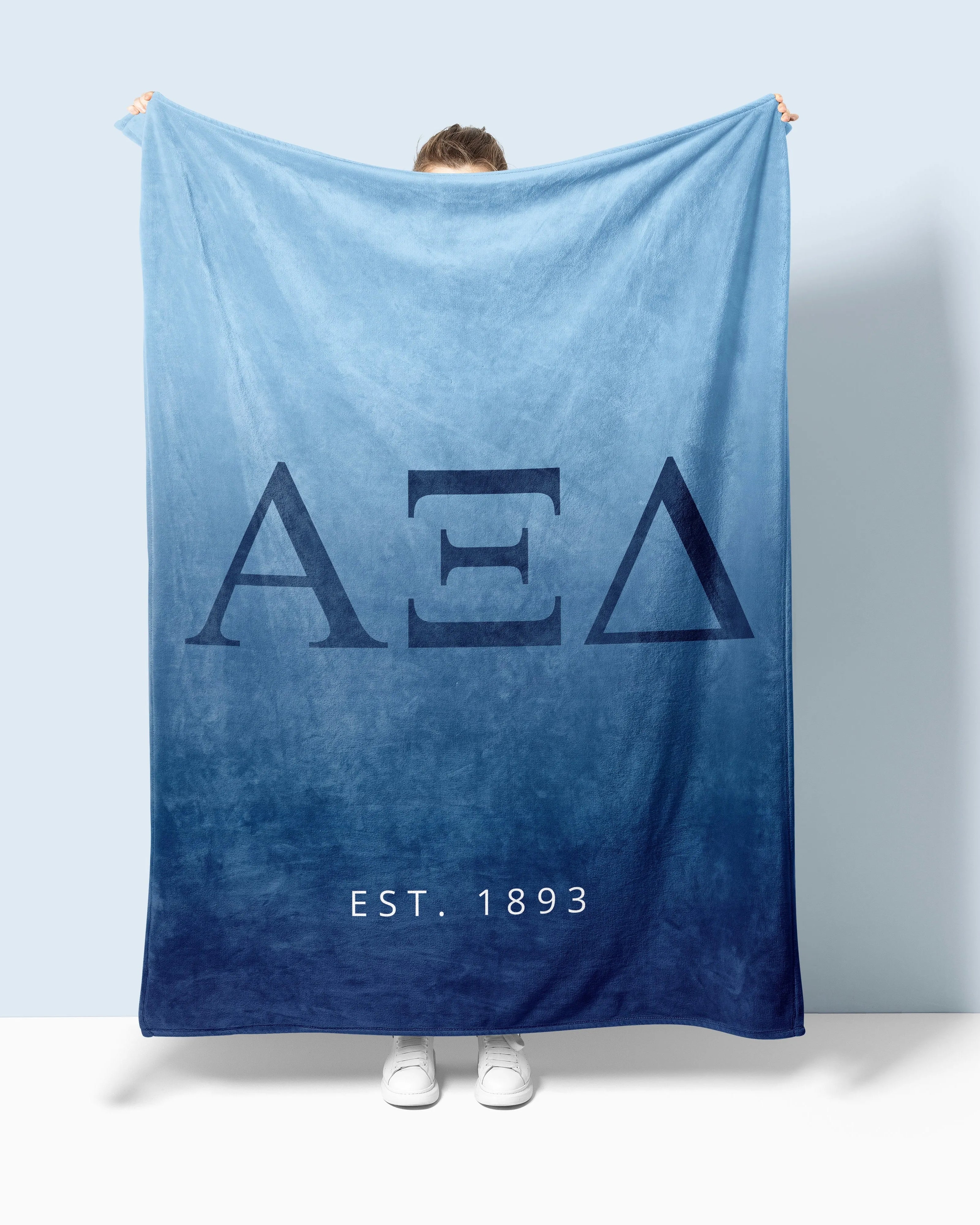 Alpha Xi Delta Blanket XL 60x80 Blue Gradient | Big Little Gifts