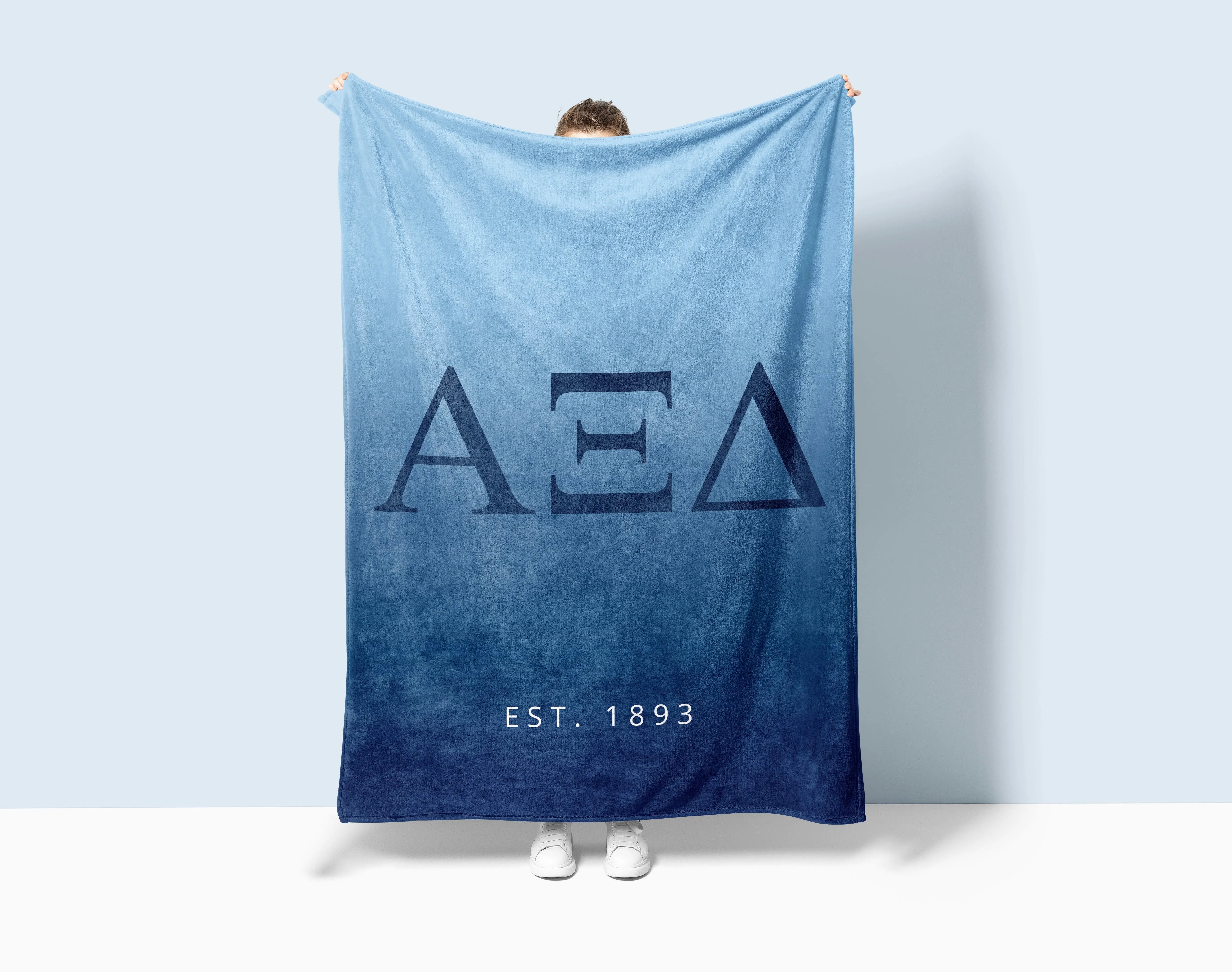 Alpha Xi Delta Blanket XL 60x80 Blue Gradient | Big Little Gifts