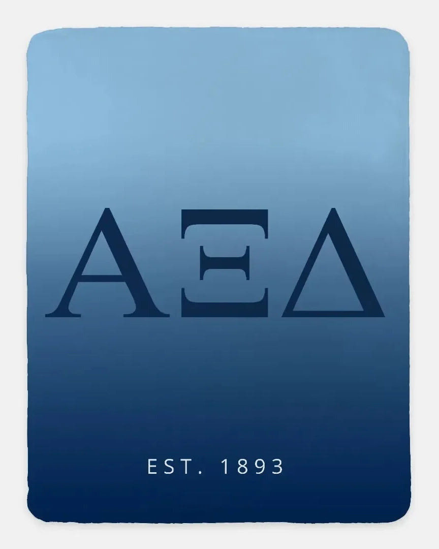 Alpha Xi Delta XL 60x80 Sherpa Throw Blanket - Blue Gradient Throw Blankets