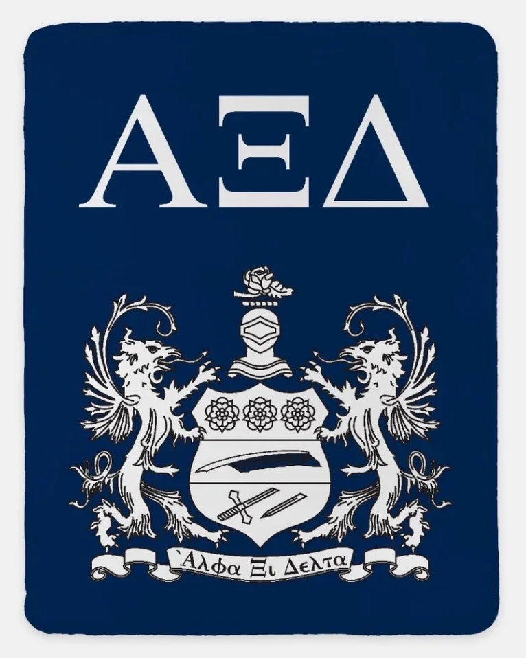 Alpha Xi Delta XL 60x80 Sherpa Throw Blanket Crest