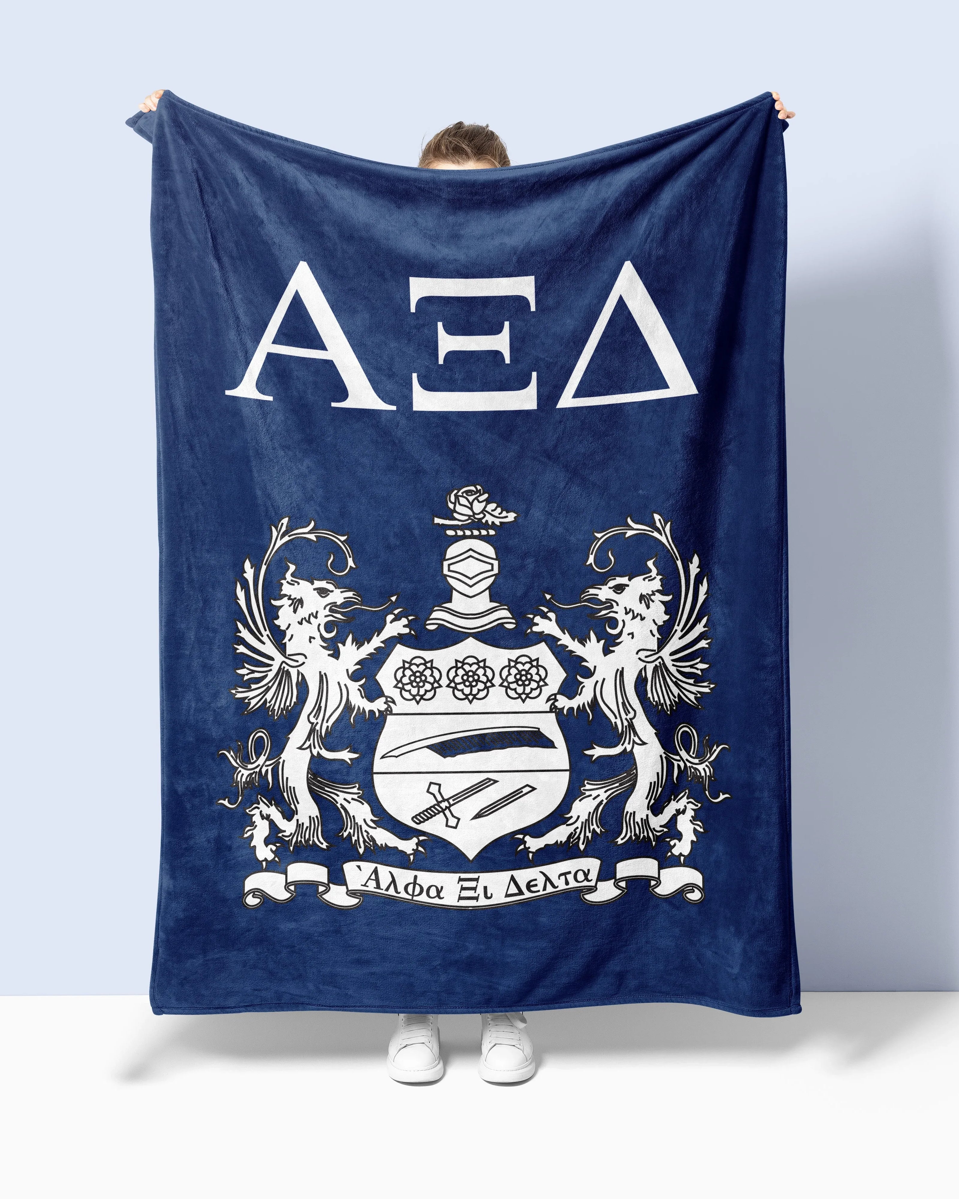 Alpha Xi Delta XL 60x80 Sherpa Throw Blanket - Crest