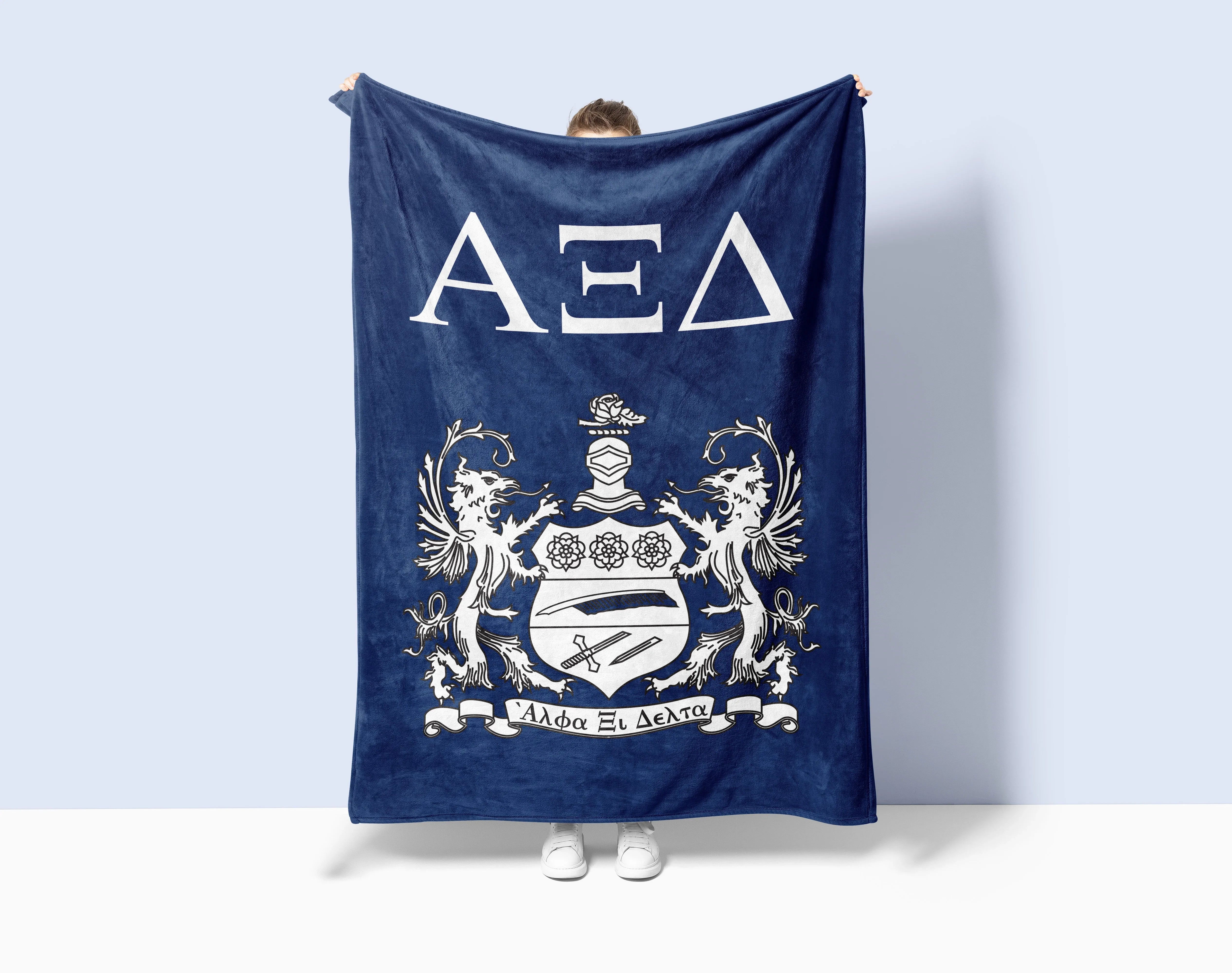 Alpha Xi Delta XL 60x80 Sherpa Throw Blanket - Crest