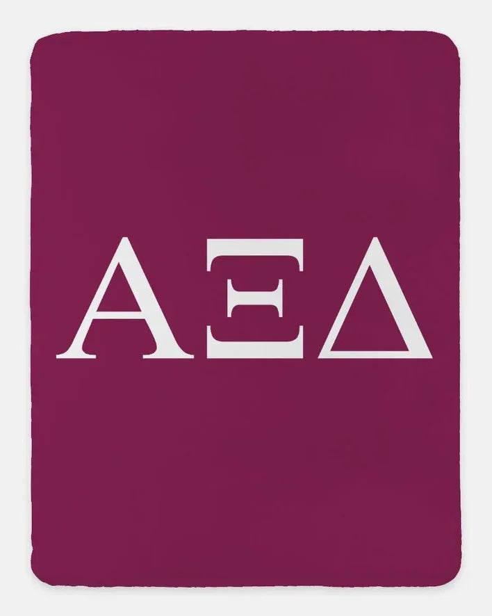 Alpha Xi Delta XL 60x80 Sherpa Throw Blanket - Greek Letters | AXiD