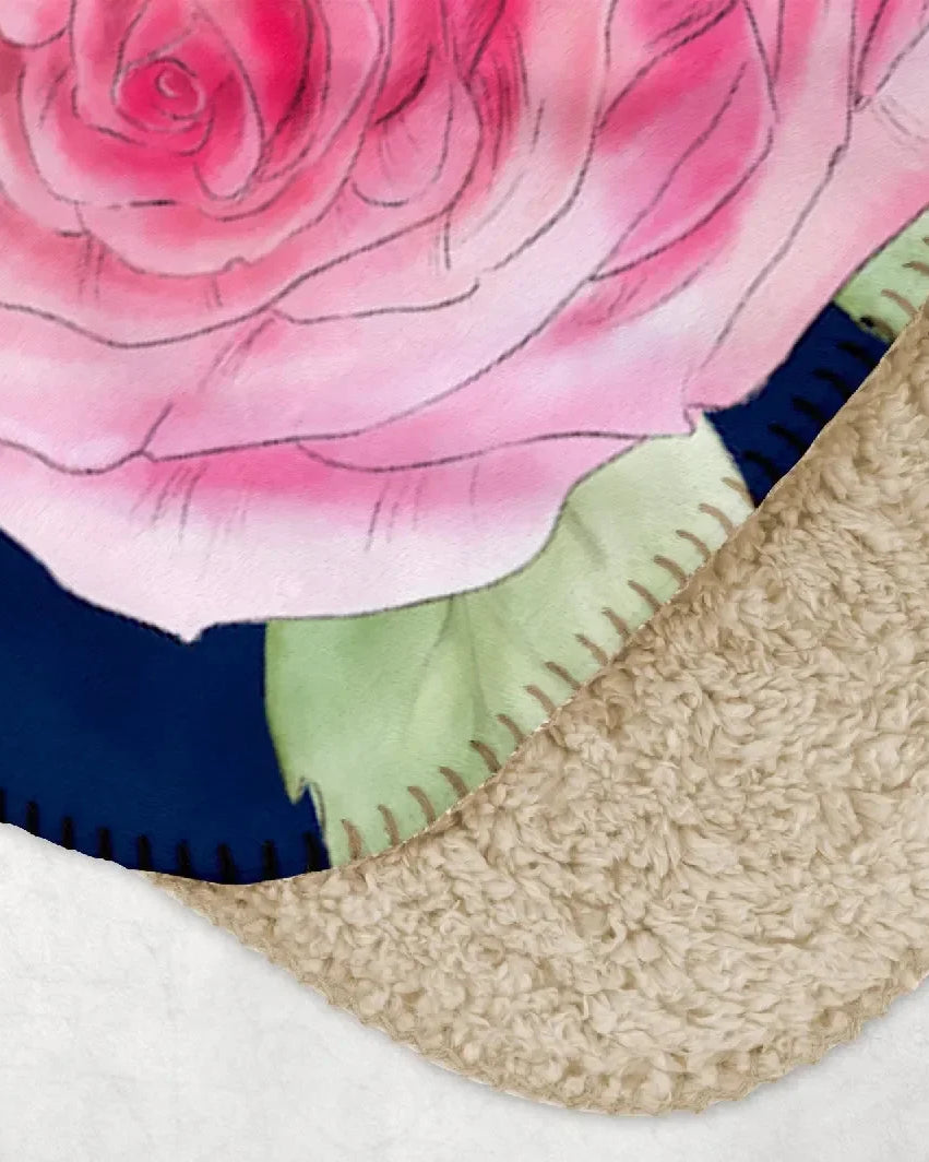 Alpha Xi Delta XL 60x80 Sherpa Throw Blanket - Midnight Rose Throw Blankets