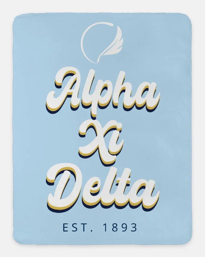 Alpha Xi Delta XL 60x80 Sherpa Throw Blanket Retro | AXiD Gifts
