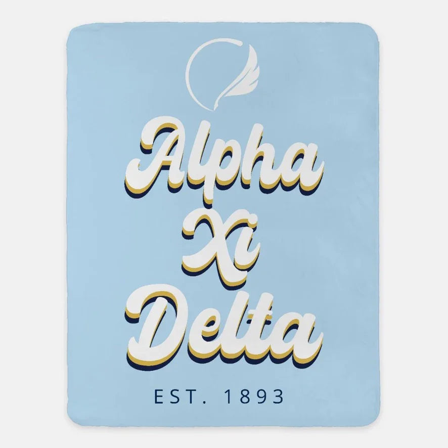Alpha Xi Delta XL 60x80 Sherpa Throw Blanket Retro | AXiD Gifts