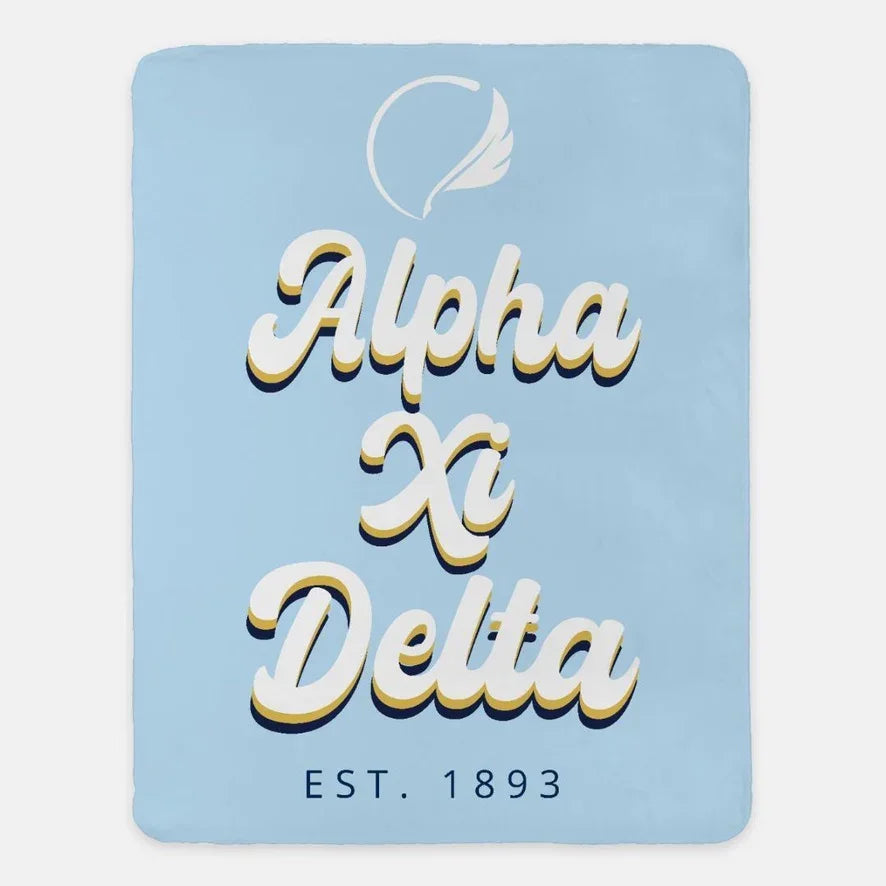 Alpha Xi Delta XL 60x80 Sherpa Throw Blanket Retro | AXiD Gifts