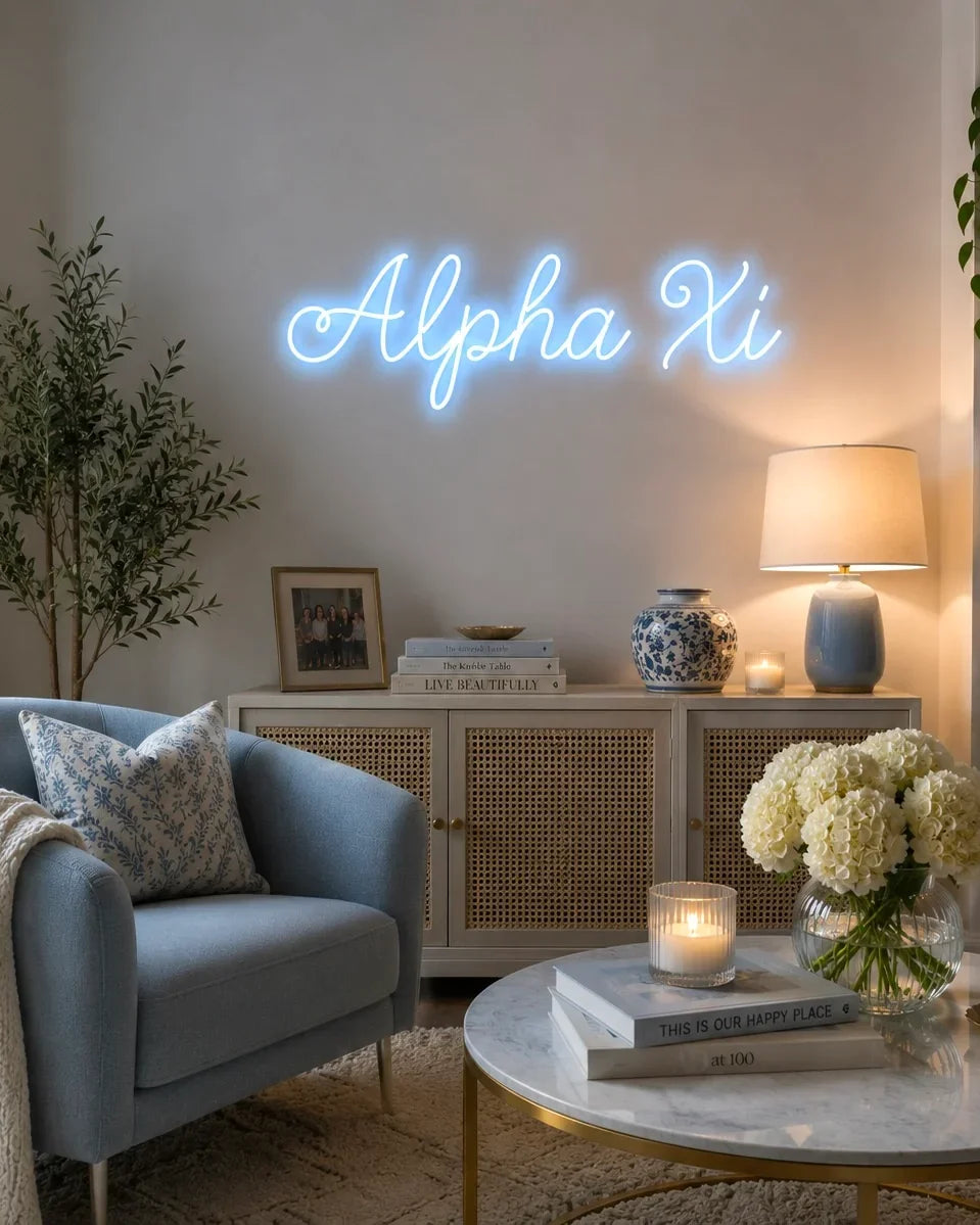 Alpha Xi Script LED Neon Sign. -Campus Greek Fit
