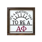 Alpha Phi 12x12 Wood Framed Sign - Beautiful Day Walnut Stain Wall Art & Signs