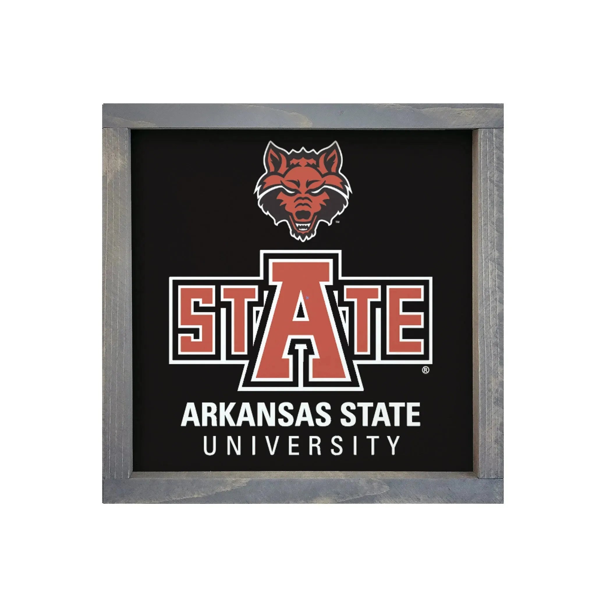 Arkansas "STATE" University 12x12 Black Wood Framed Sign Weathered Gray Wall Art & Signs