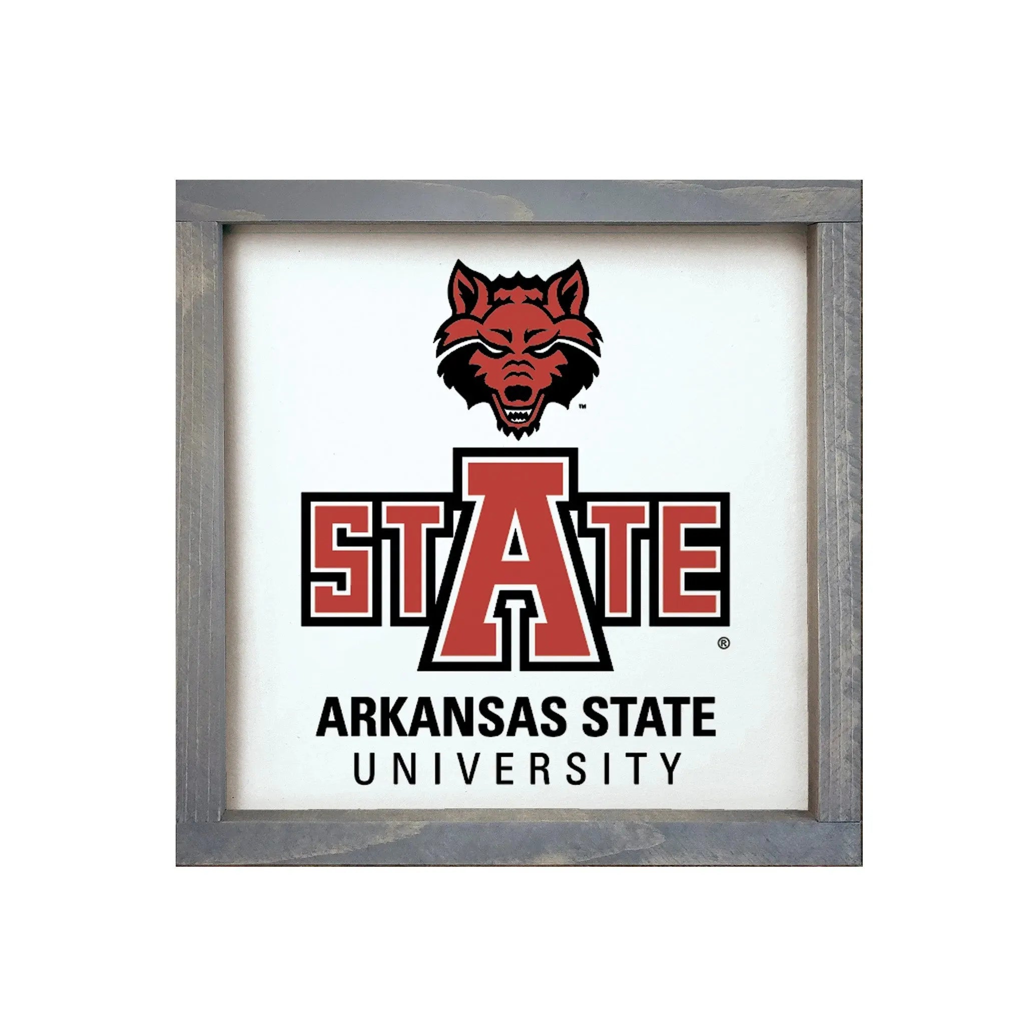 Arkansas "STATE" University 12x12 Wood Framed Sign Weathered Gray Wall Art & Signs