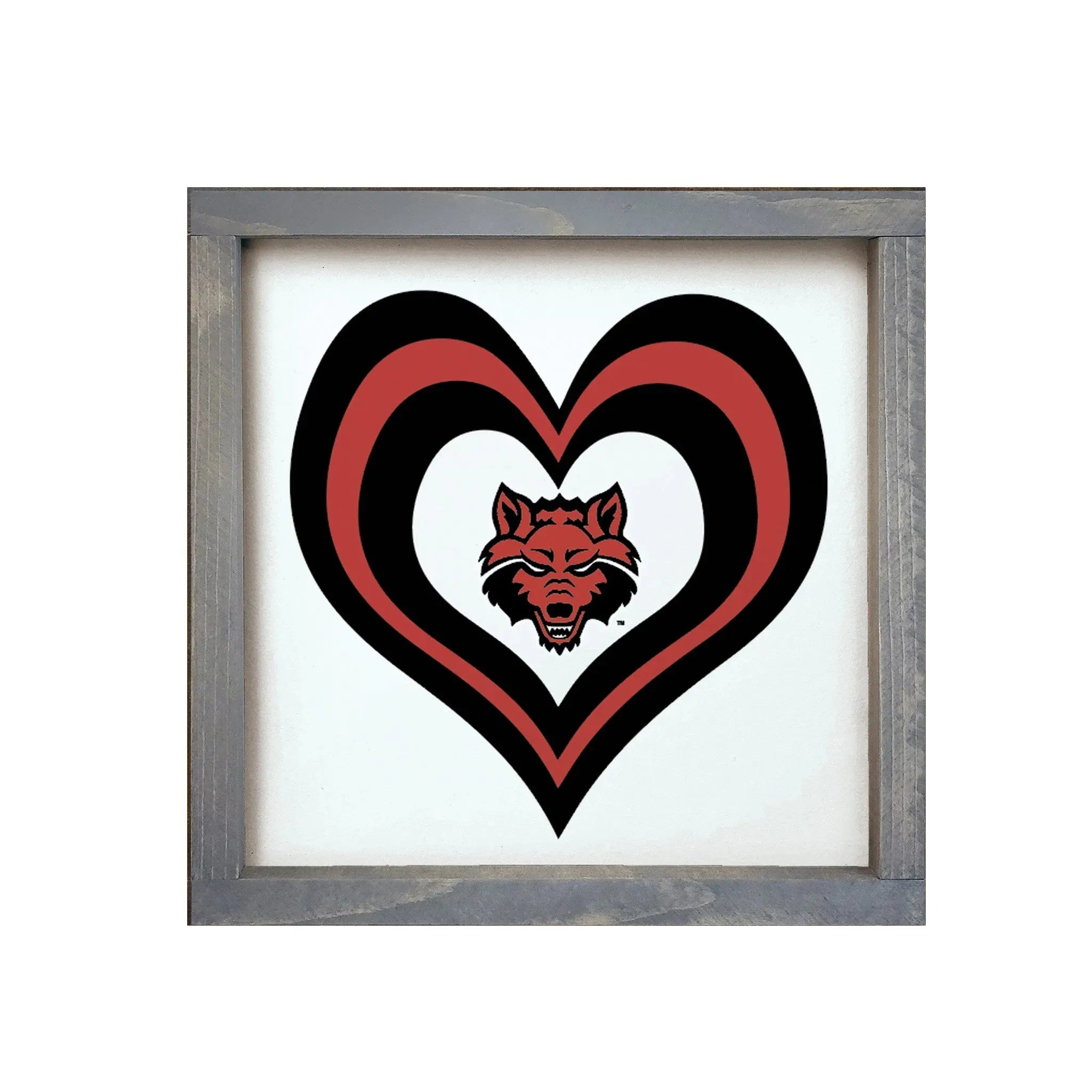 Arkansas State University 12x12 Heart Wood Framed Sign Weathered Gray Wall Art & Signs