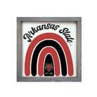 Arkansas State University 12x12 Rainbow Wood Framed Sign Weathered Gray Wall Art & Signs
