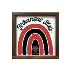 Arkansas State University 12x12 Rainbow Wood Framed Sign Walnut Stain Wall Art & Signs