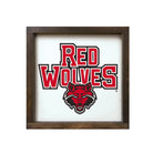 Arkansas State University 12x12 Red Wolves Wood Framed Sign Walnut Stain Wall Art & Signs