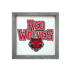 Arkansas State University 12x12 Red Wolves Wood Framed Sign Weathered Gray Wall Art & Signs