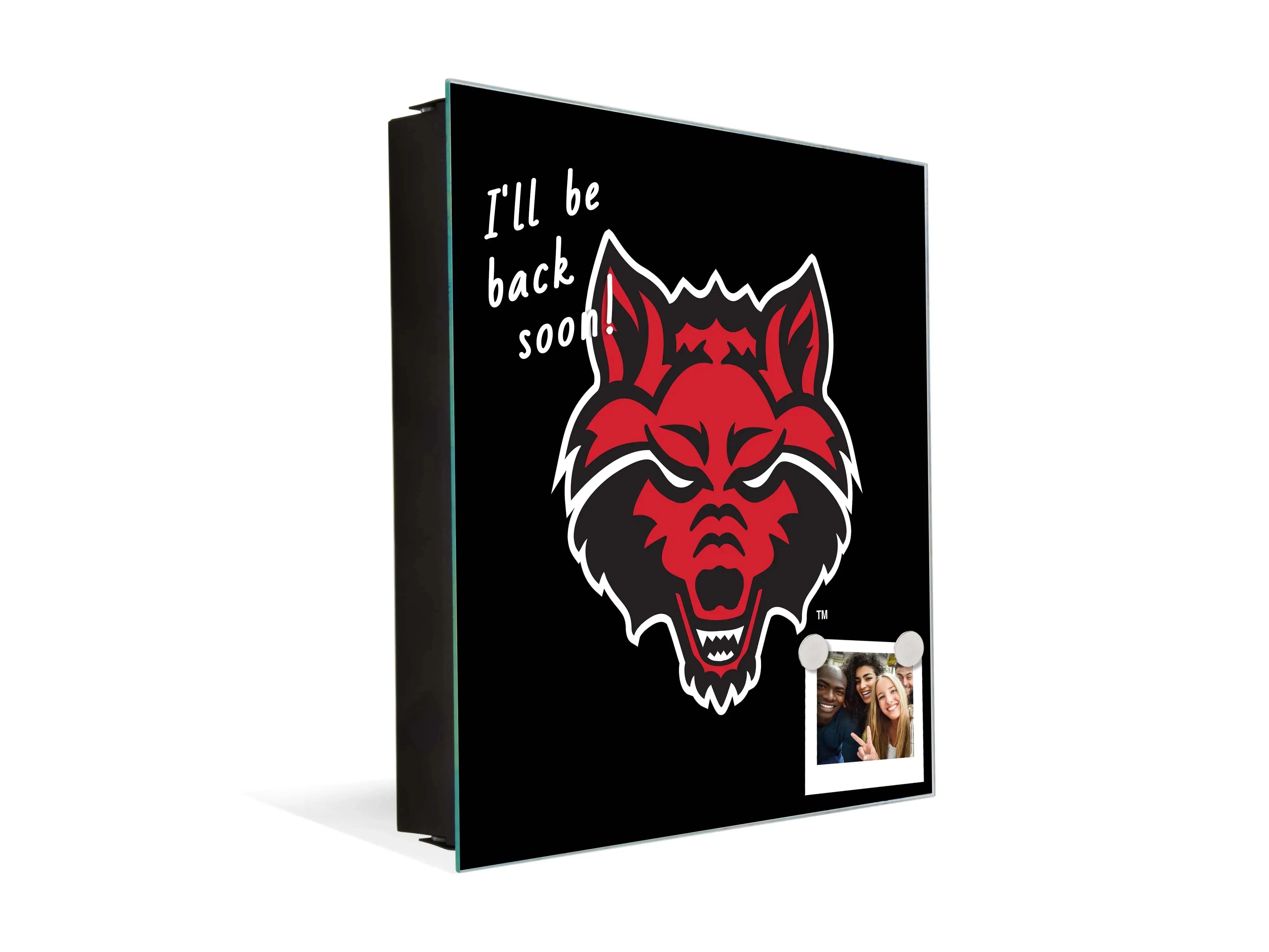 3-in-1 Arkansas State University Magnetic Dry-Erase Key Box / Key Cabinet - Wolf Head Key Box