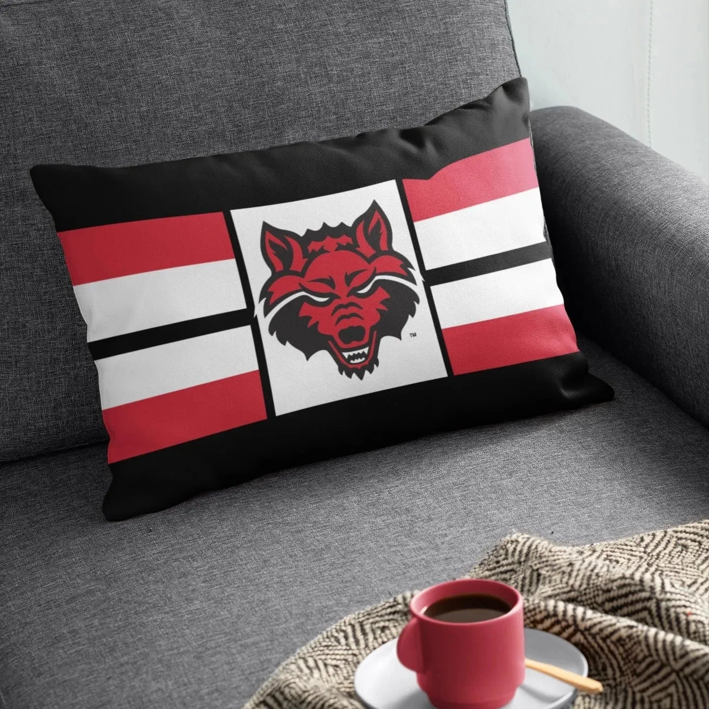 Arkansas State University Lumbar Pillow Cover - Stripes Pillow Covers